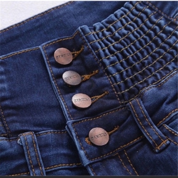 💎 2020 RIB CAGE HIGH WAISTED BLUE SKINNY JEANS - Picture 4 of 8